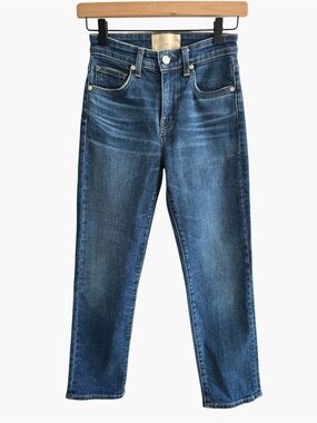 CQY Slim Straight Ankle Crop Jeans Size 24 Premium Denim Made In USA Medium Wash